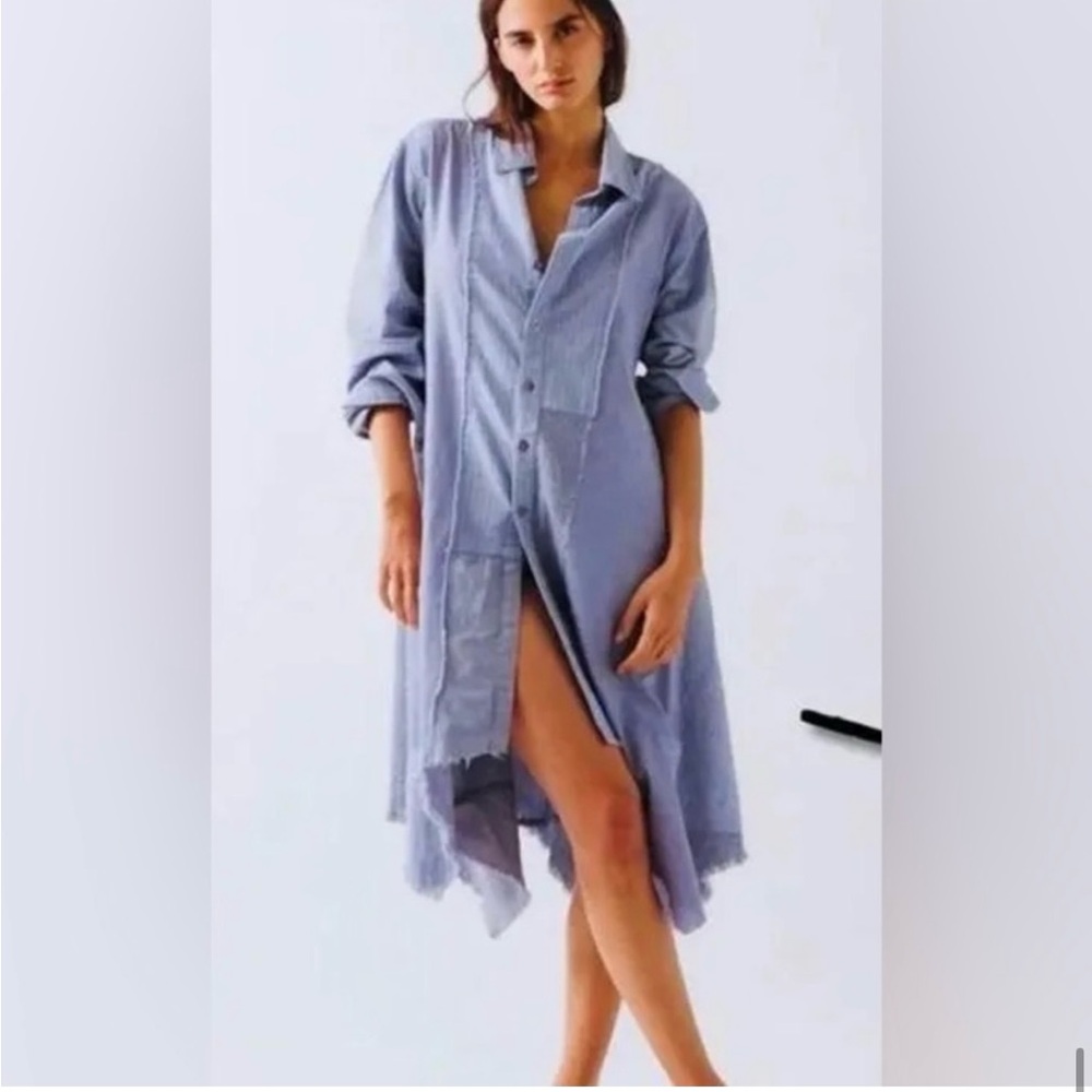 Free People We The Free Remade Dress Shirt Blue Lavender Small NWOT - Picture 5 of 16